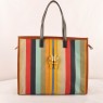 Fendi Black/Yellow Leather with Multicolor Fabric Shopping Tote Bag