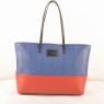 Fendi Blue Soft Calfskin Leather with Red Leather Tote Bag