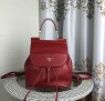 Prada Leather Backpack 1129 Dark Red