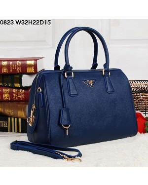 Prada Saffiano Leather 0823 Navy Blue Tote Bag
