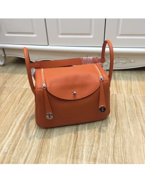 Hermes Lindy 30cm Handbag Orange Silver