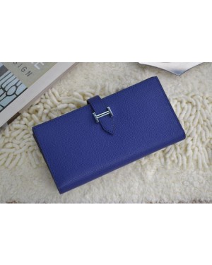 Hermes Calf Leather Wallet H005 Royal Blue