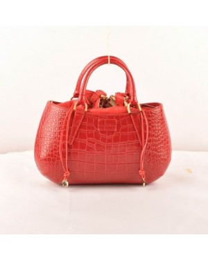 Fendi B Fab Red Crocodile Veins Leather Medium Top-handle Bag