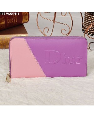 Christian Dior Multicolor Purple/Pink Zipper Wallet 118