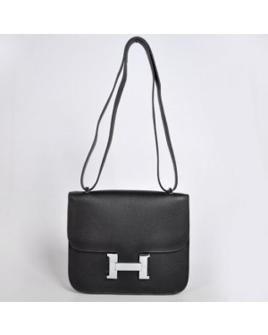 Hermes Constance Bag 23cm Togo Leather Black Silver
