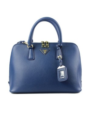 Prada 0812 dark blue cross pattern tote bag